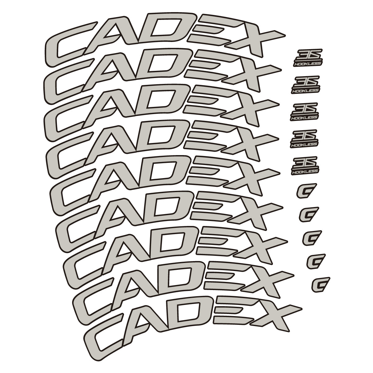 Stickers for CADEX 36 Disc 2021-2026, Road Wheel 36mm vinyl decals - Light Grey