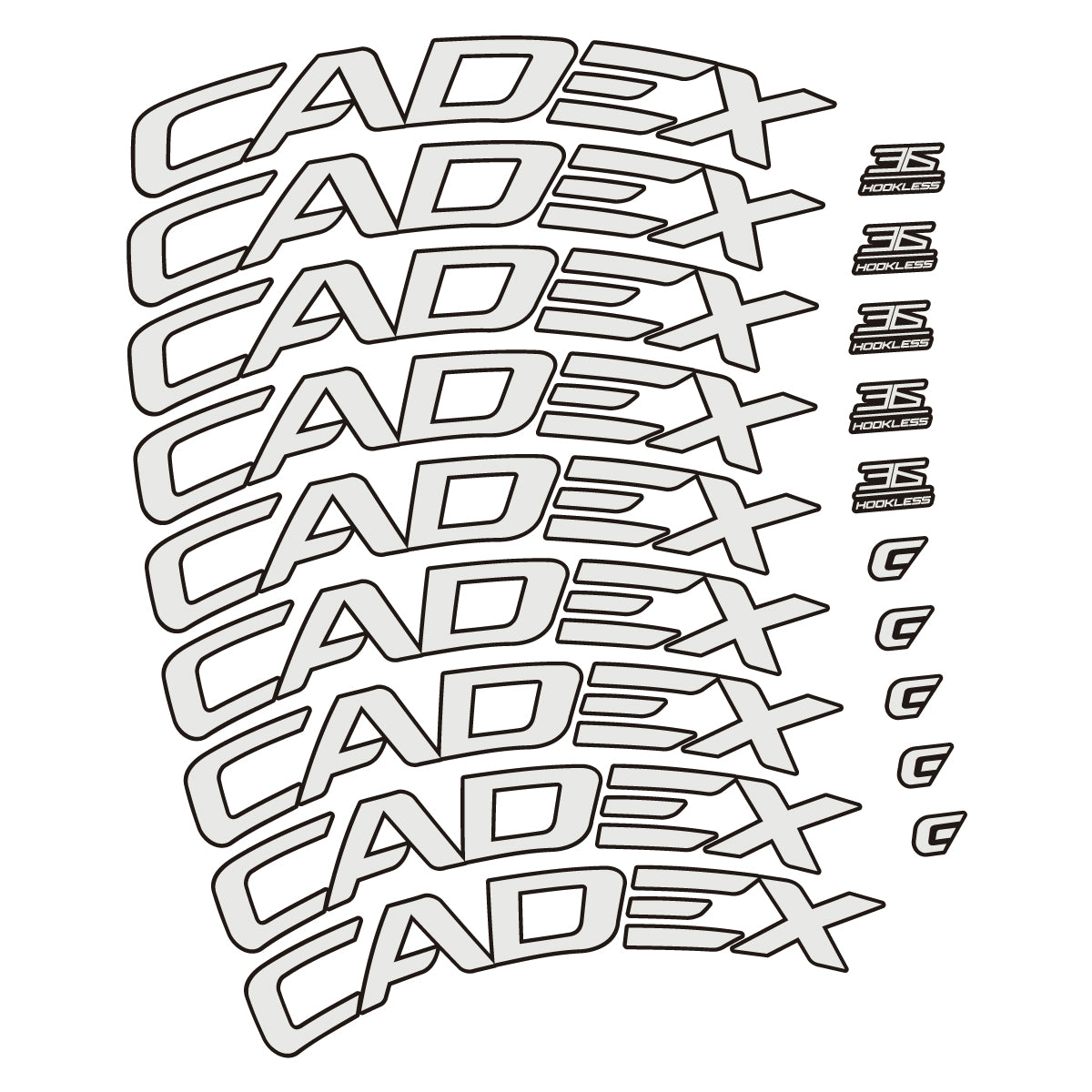 Stickers for CADEX 36 Disc 2021-2026, Road Wheel 36mm vinyl decals - Pearl Grey