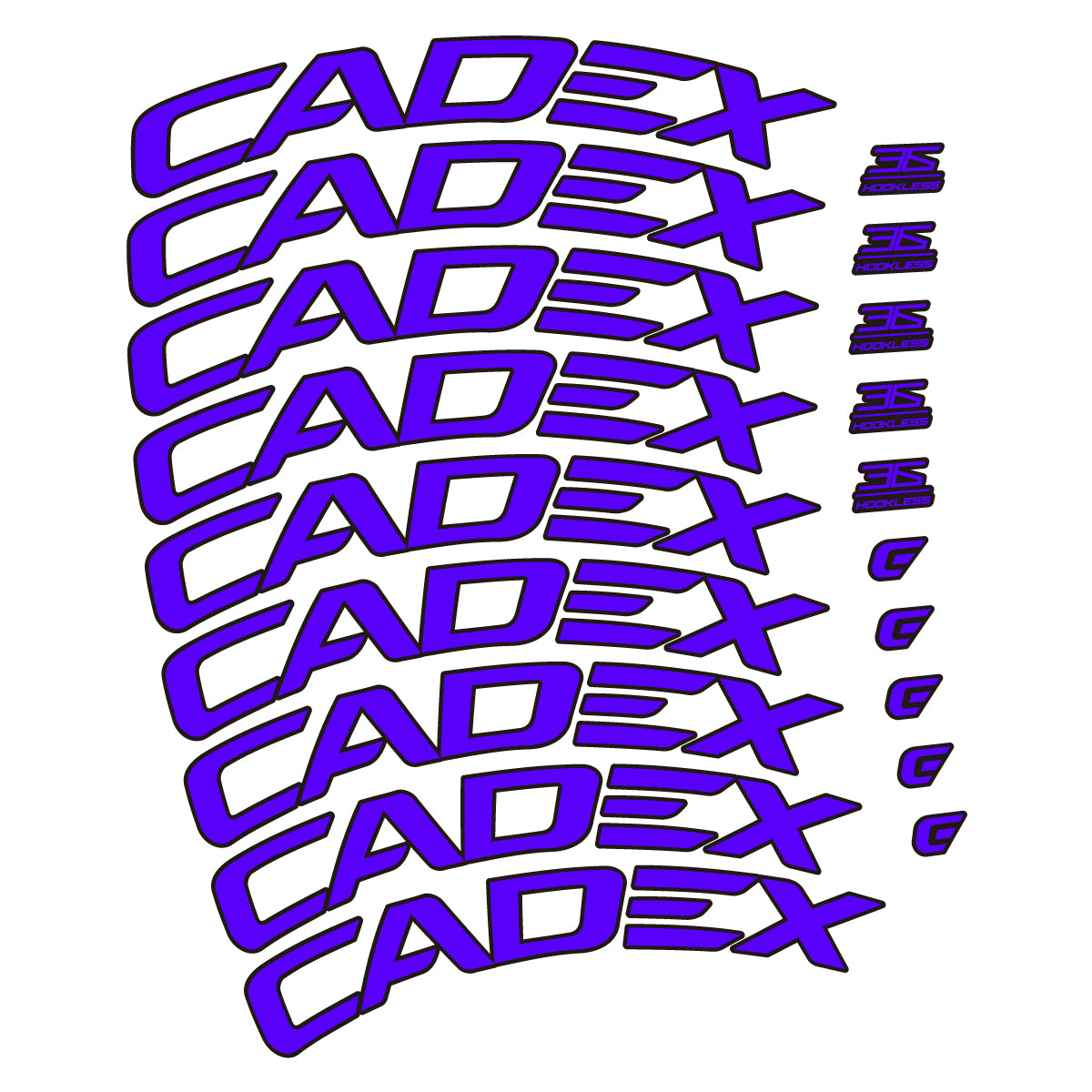 Stickers for CADEX 36 Disc 2021-2026, Road Wheel 36mm vinyl decals - Reflex Blue