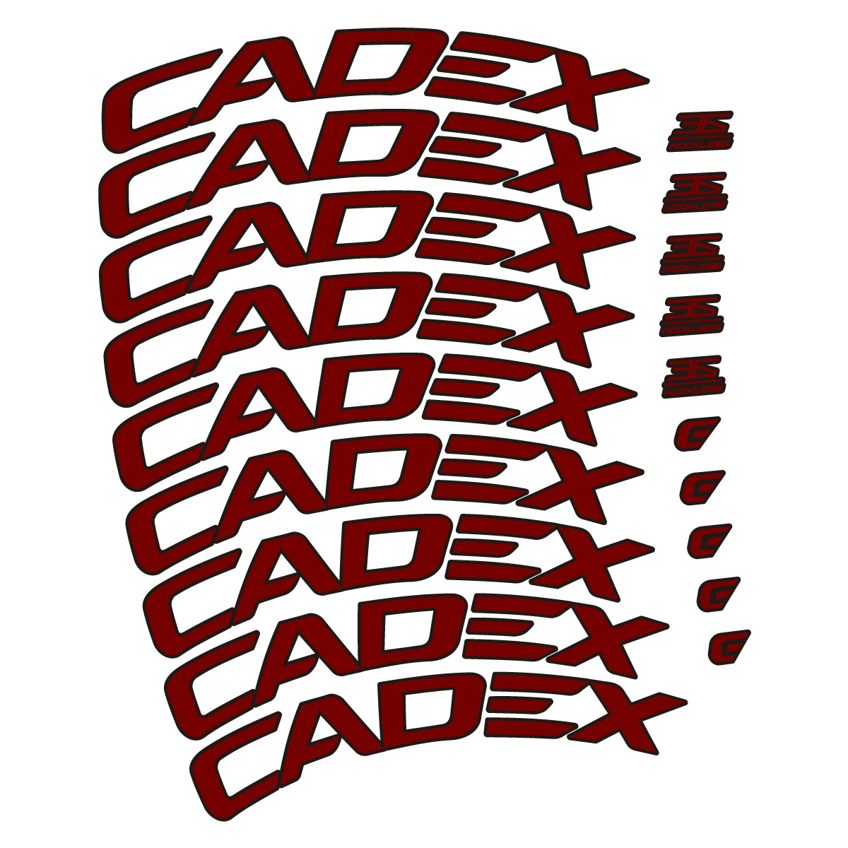 Stickers for CADEX 36 Disc 2021-2026, Road Wheel 36mm vinyl decals - Very Dark Red