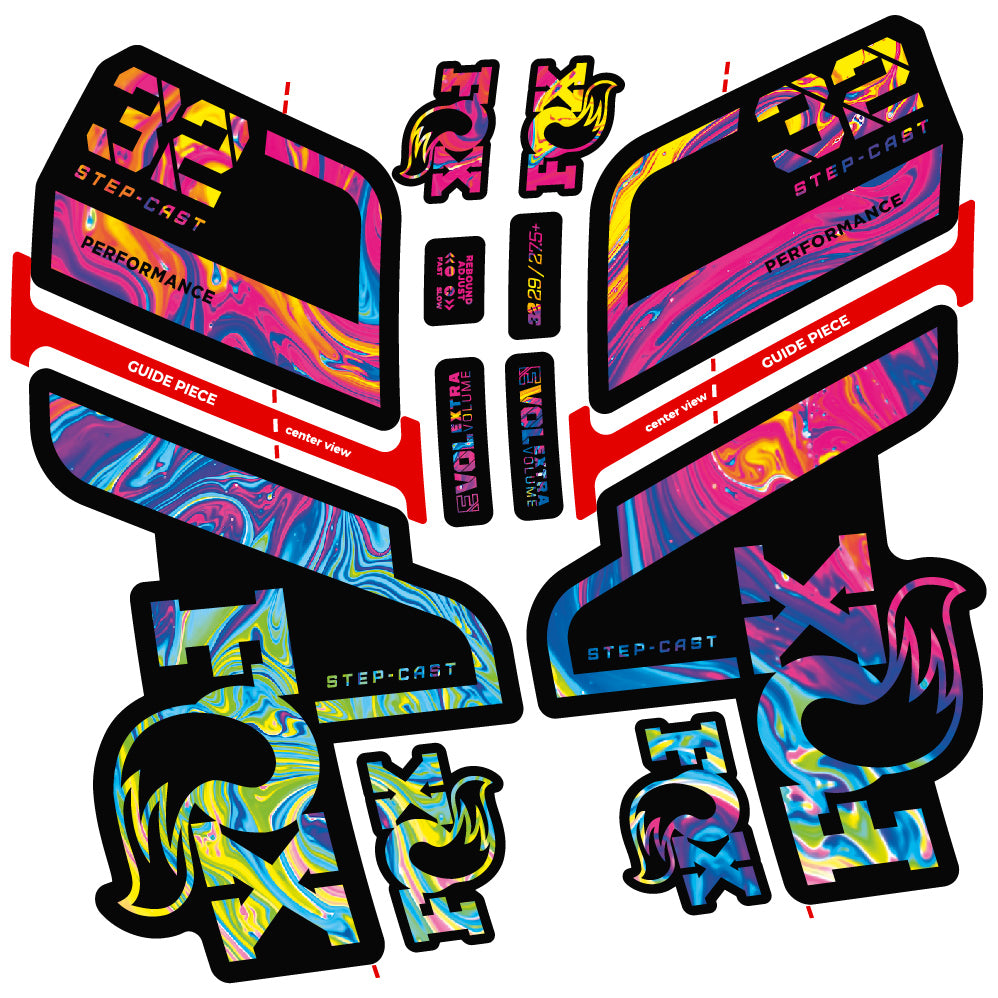 Aufkleber Fox 32 Step Cast Performance 2022, Fahrradgabel, Sticker Vinyl