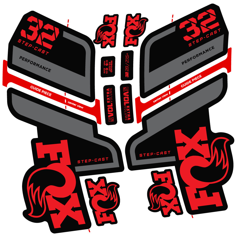 Aufkleber Fox 32 Step Cast Performance 2022, Fahrradgabel, Sticker Vinyl