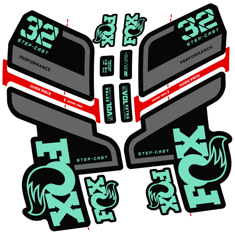 Aufkleber Fox 32 Step Cast Performance 2022, Fahrradgabel, Sticker Vinyl