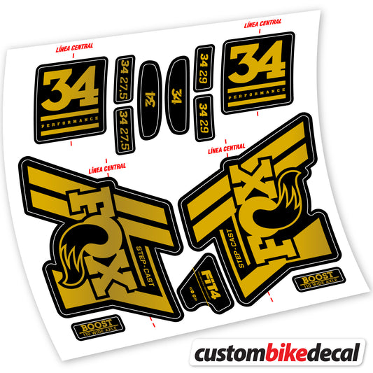 Aufkleber Fox 34 SC Performance 2019, Fahrradgabel Sticker Vinyl