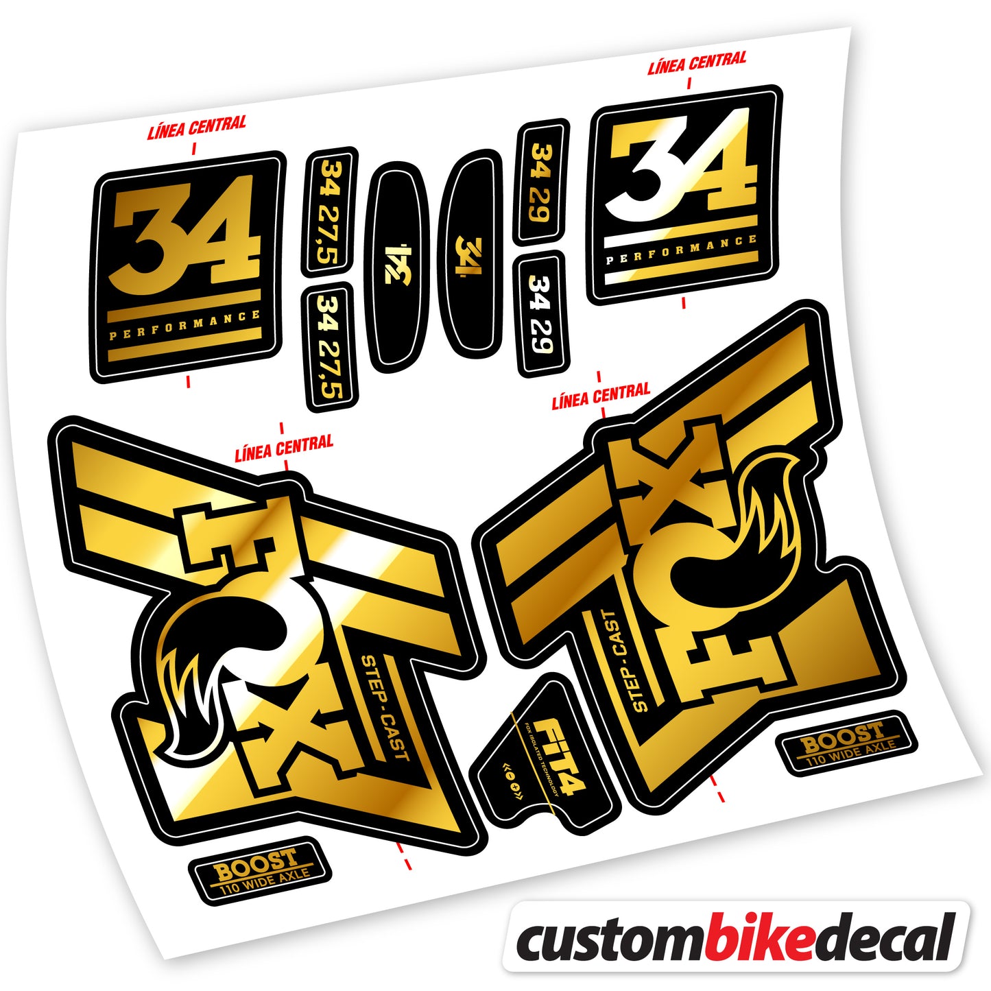 Aufkleber Fox 34 SC Performance 2019, Fahrradgabel Sticker Vinyl