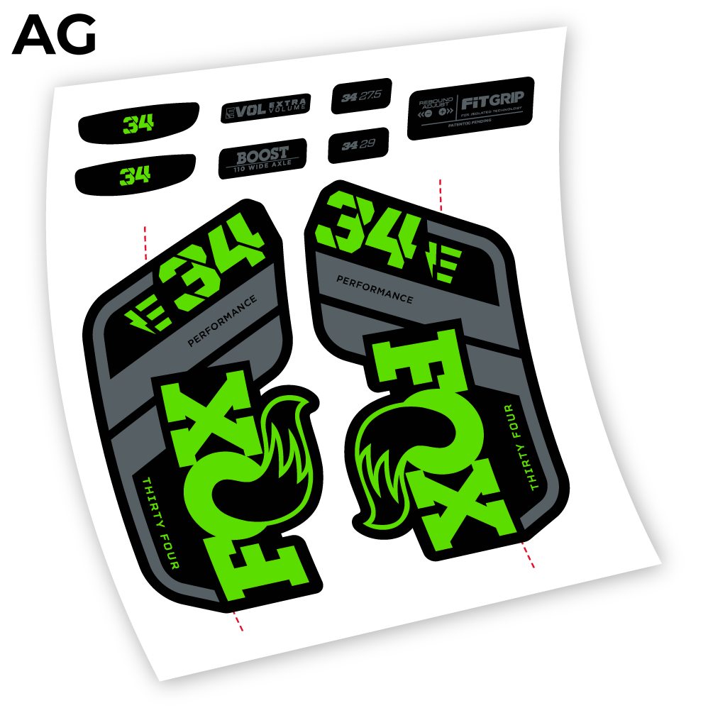 Aufkleber, Adhesivos Fox 34 E-Bike 2021, Fahrradgabel-Aufkleber Vinyl