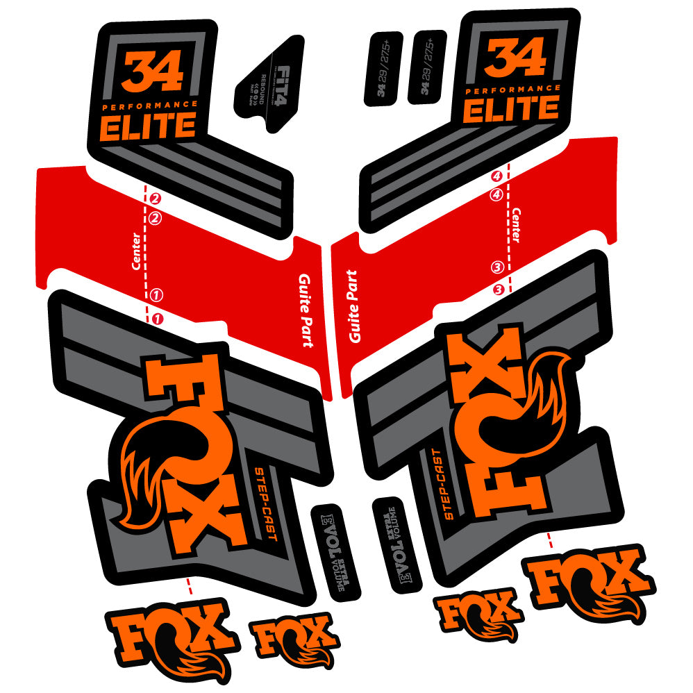 Aufkleber Fox 34 Performance Elite 2019-20, Fahrradgabel, Sticker Vinyl