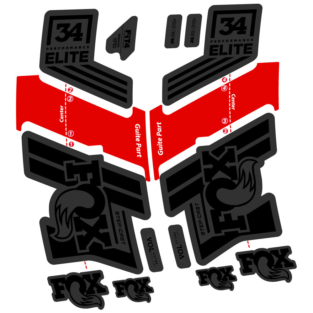 Aufkleber Fox 34 Performance Elite 2019-20, Fahrradgabel, Sticker Vinyl