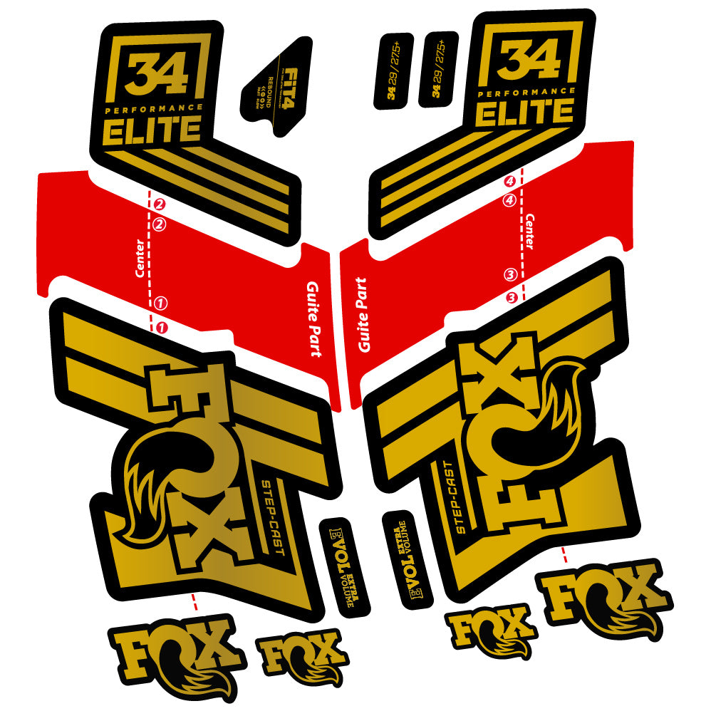Aufkleber Fox 34 Performance Elite 2019-20, Fahrradgabel, Sticker Vinyl