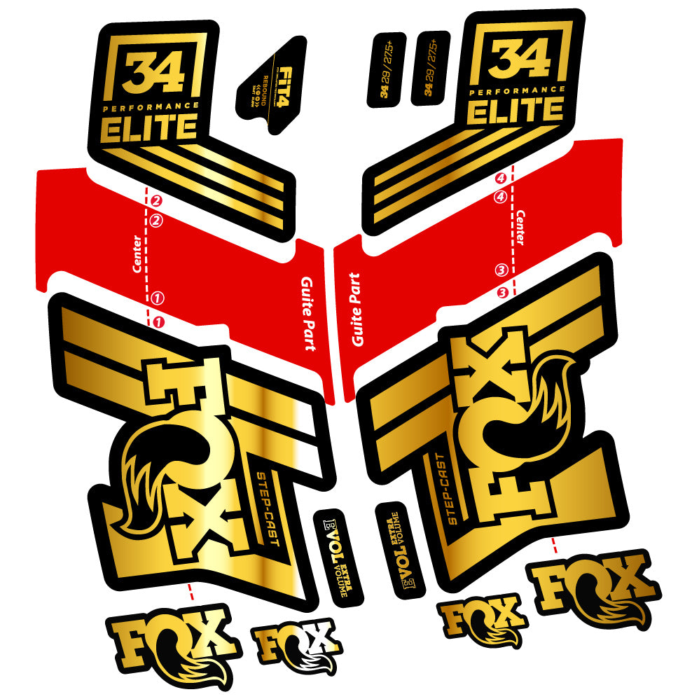 Aufkleber Fox 34 Performance Elite 2019-20, Fahrradgabel, Sticker Vinyl