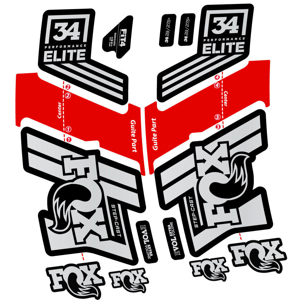 Aufkleber Fox 34 Performance Elite 2019-20, Fahrradgabel, Sticker Vinyl