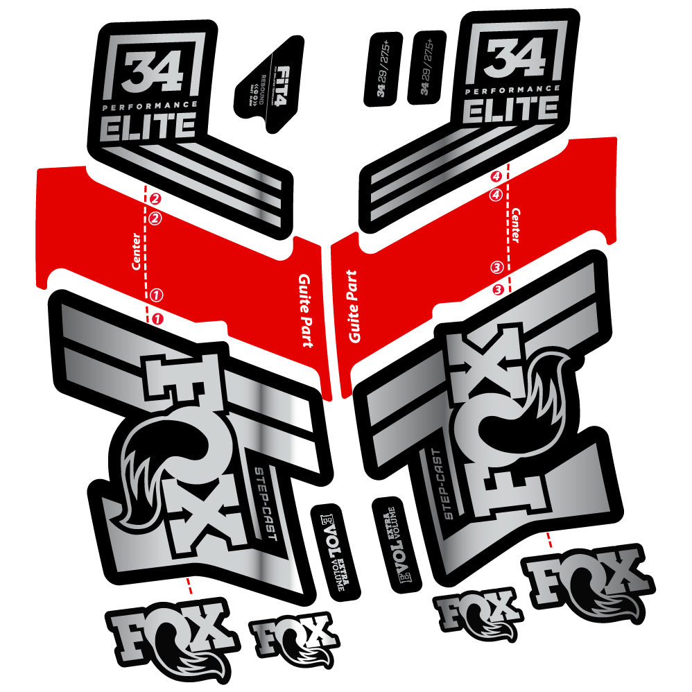 Aufkleber Fox 34 Performance Elite 2019-20, Fahrradgabel, Sticker Vinyl