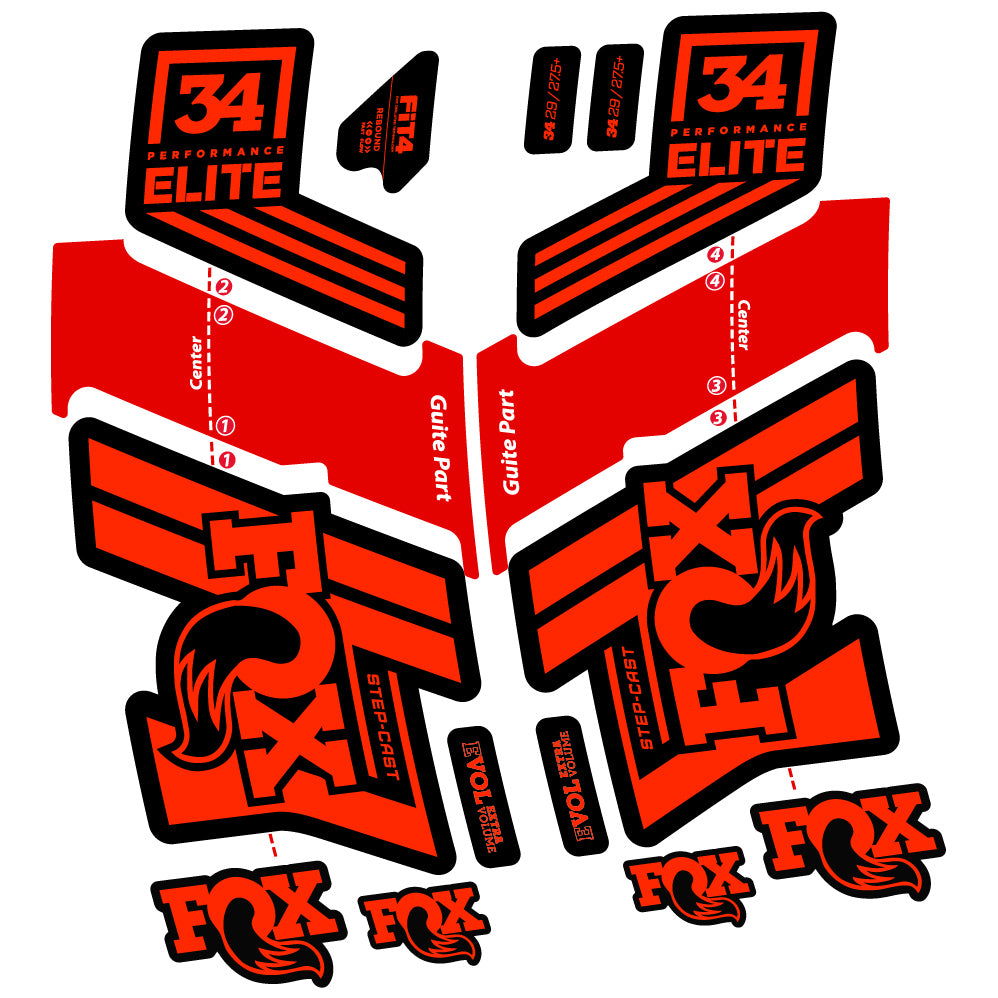 Aufkleber Fox 34 Performance Elite 2019-20, Fahrradgabel, Sticker Vinyl