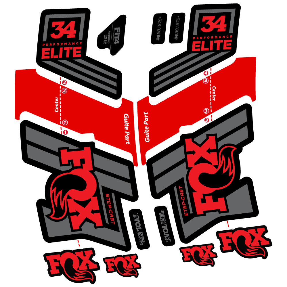 Aufkleber Fox 34 Performance Elite 2019-20, Fahrradgabel, Sticker Vinyl