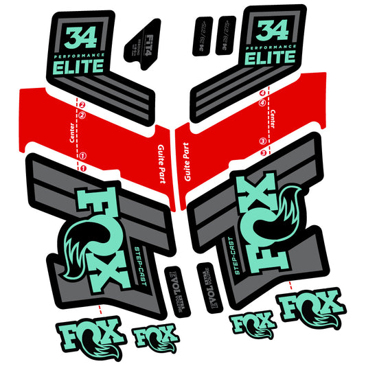 Decal Fox 34 Performance Elite 2019-20, Bike Fork, Sticker Vinyl