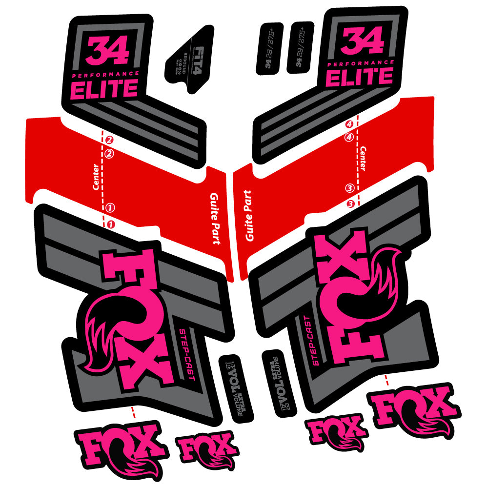 Aufkleber Fox 34 Performance Elite 2019-20, Fahrradgabel, Sticker Vinyl