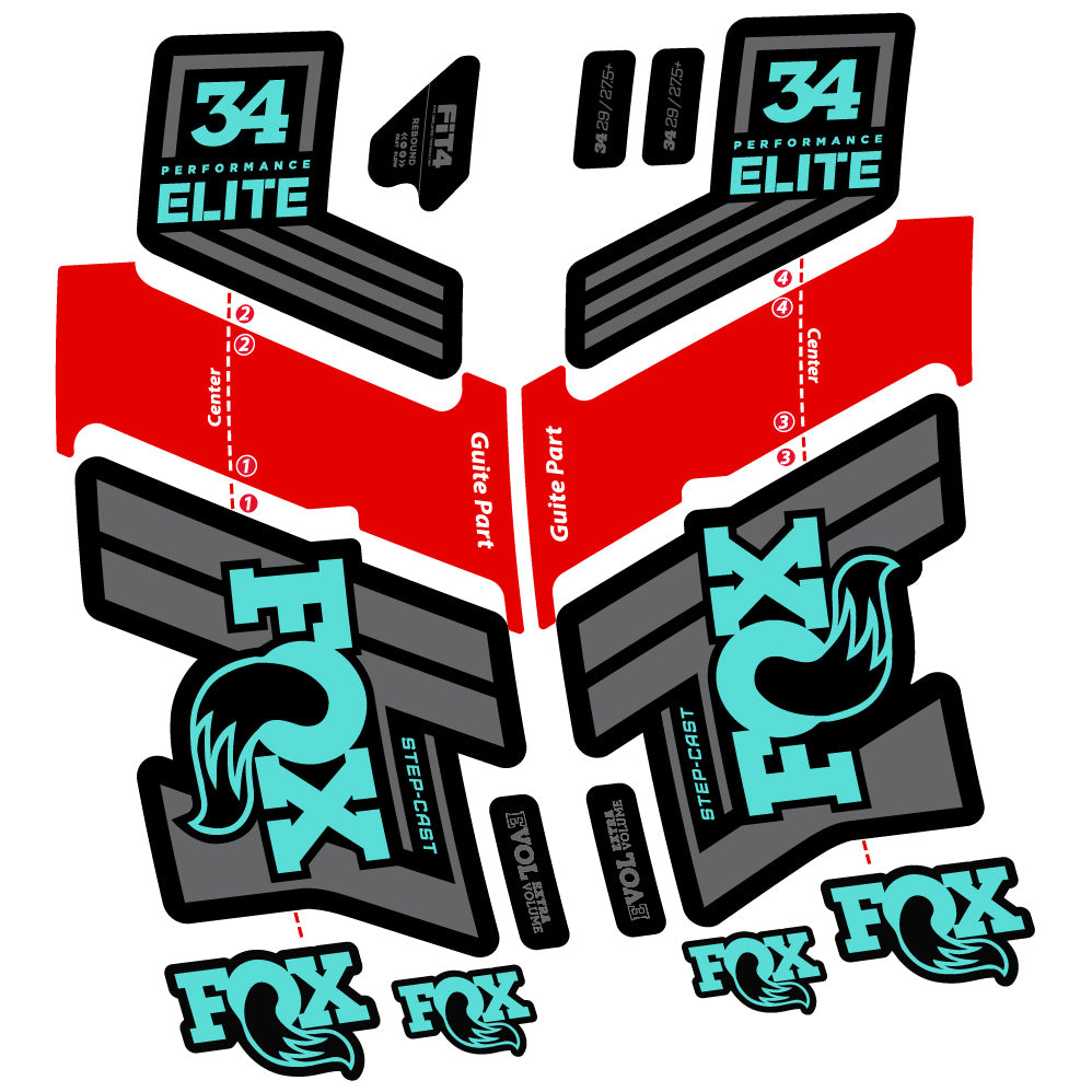 Aufkleber Fox 34 Performance Elite 2019-20, Fahrradgabel, Sticker Vinyl