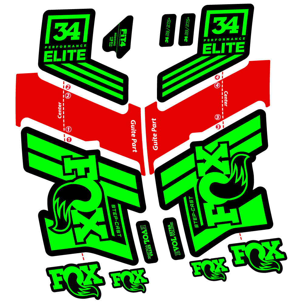 Aufkleber Fox 34 Performance Elite 2019-20, Fahrradgabel, Sticker Vinyl