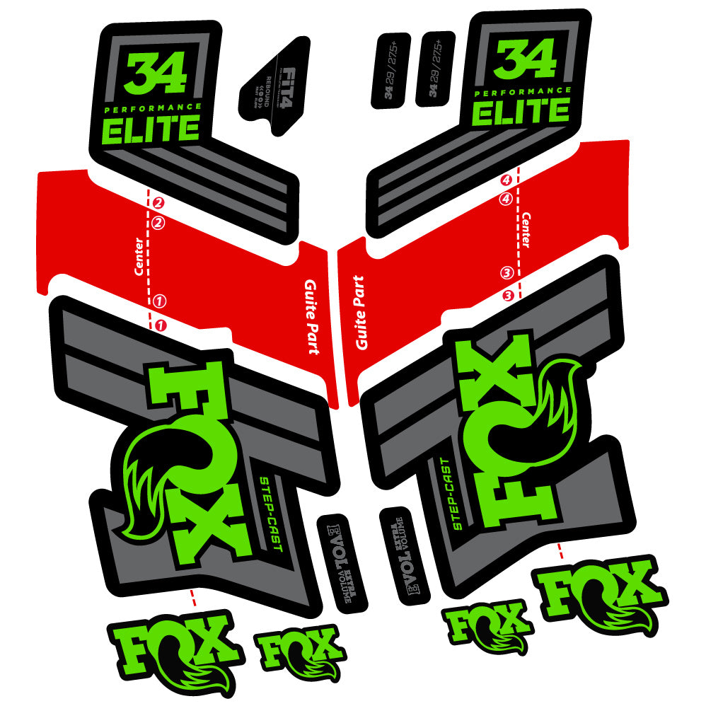 Aufkleber Fox 34 Performance Elite 2019-20, Fahrradgabel, Sticker Vinyl