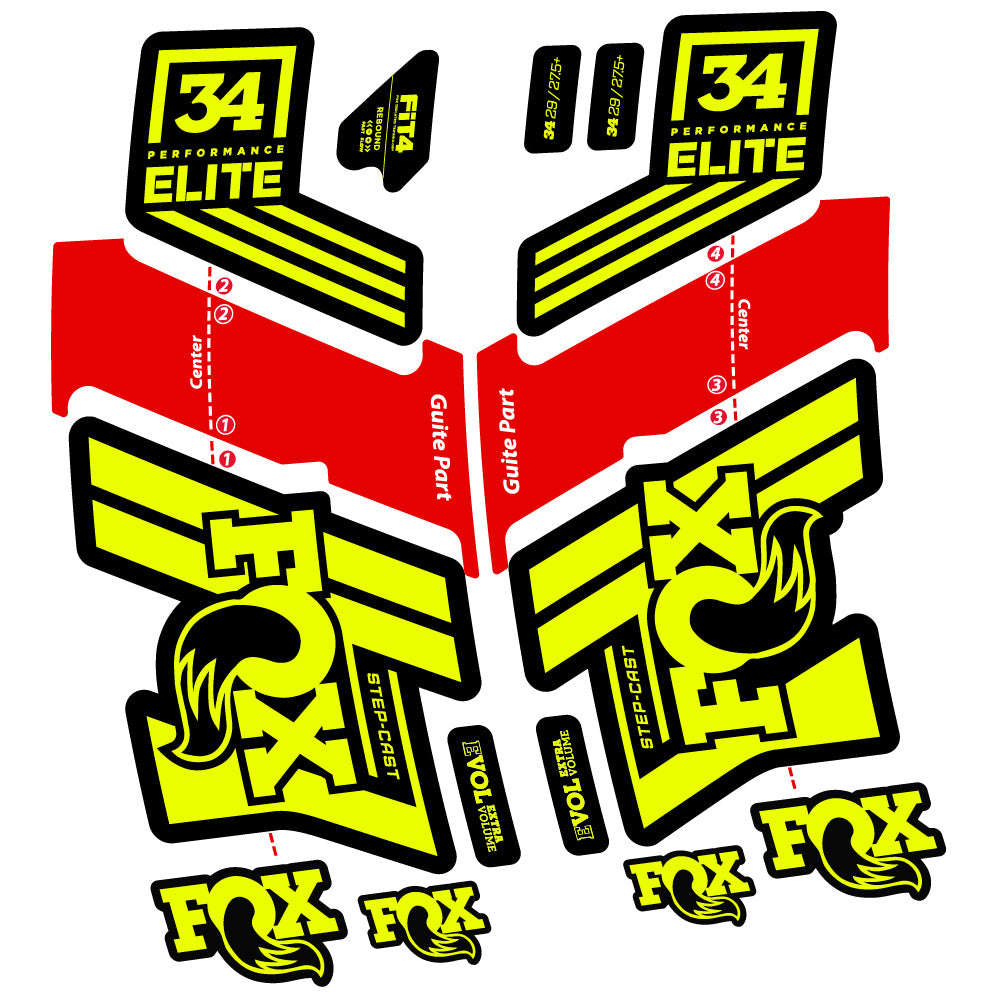 Aufkleber Fox 34 Performance Elite 2019-20, Fahrradgabel, Sticker Vinyl