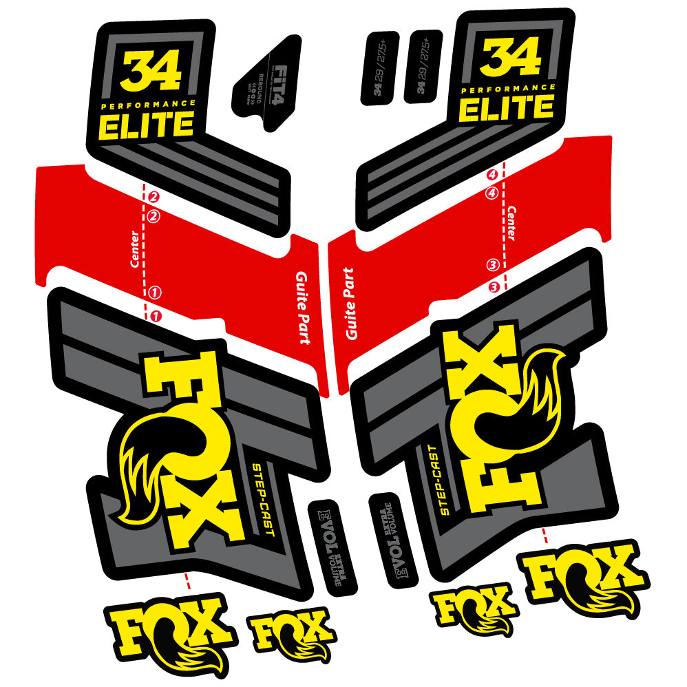 Aufkleber Fox 34 Performance Elite 2019-20, Fahrradgabel, Sticker Vinyl
