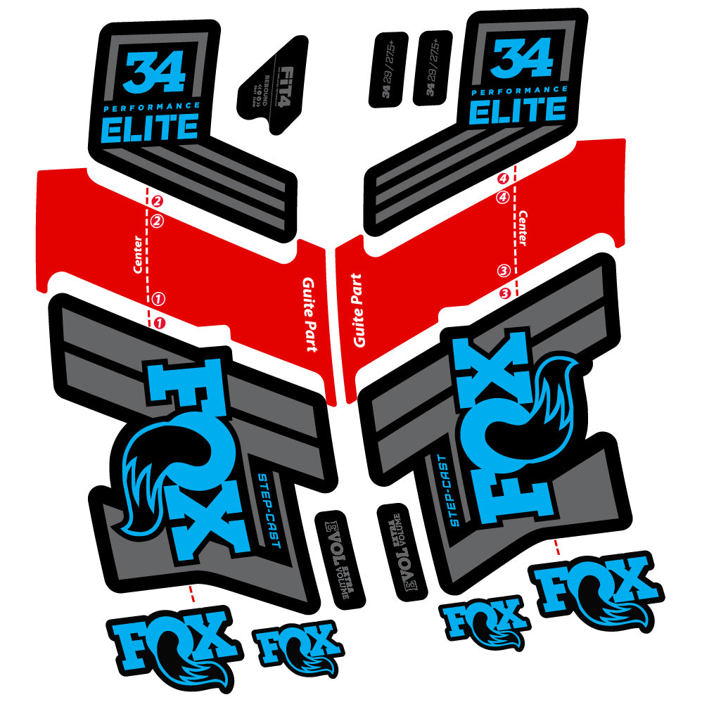 Aufkleber Fox 34 Performance Elite 2019-20, Fahrradgabel, Sticker Vinyl
