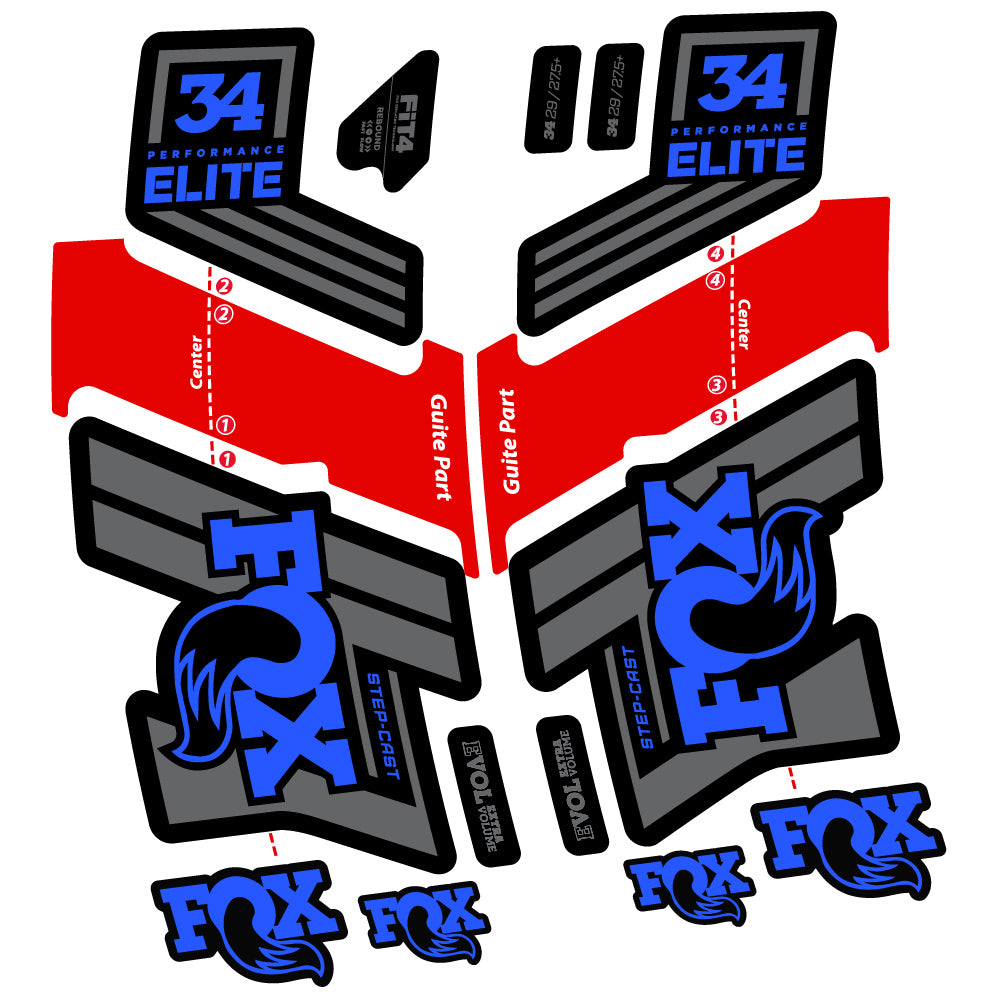 Aufkleber Fox 34 Performance Elite 2019-20, Fahrradgabel, Sticker Vinyl