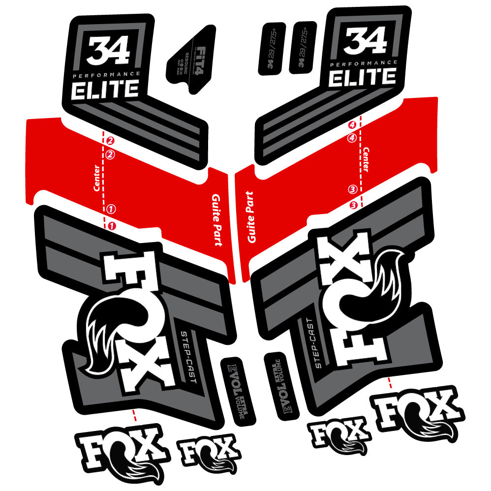 Aufkleber Fox 34 Performance Elite 2019-20, Fahrradgabel, Sticker Vinyl