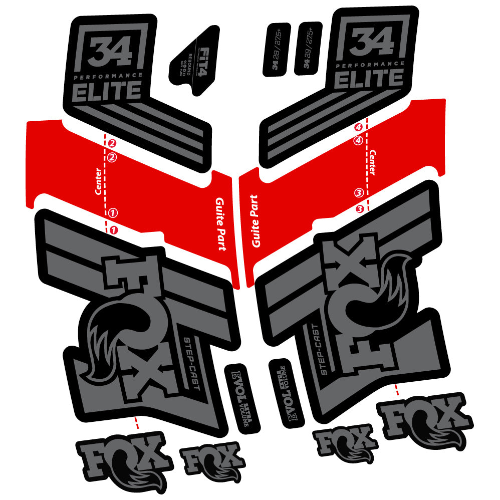 Aufkleber Fox 34 Performance Elite 2019-20, Fahrradgabel, Sticker Vinyl