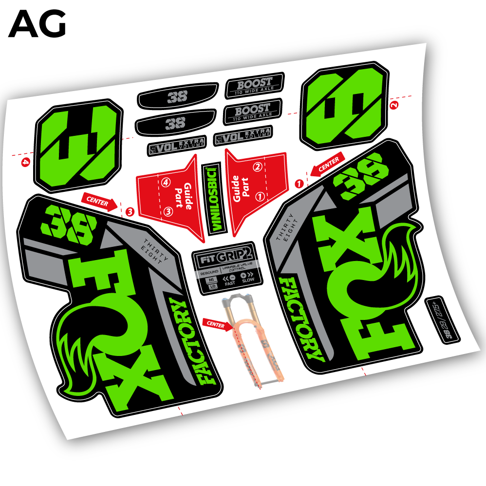 Aufkleber, Fox 38 2021, Fahrradgabel 29 Sticker Vinyl