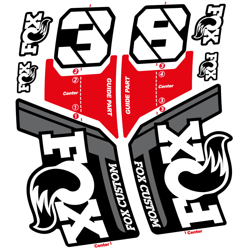 Aufkleber, Fox Custom 38 2022, Fahrradgabel 29, Vinyl-Aufkleber