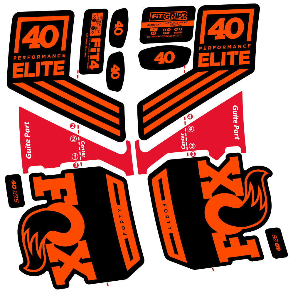 Aufkleber Fox 40 Elite 2019, Fahrradgabel, Sticker Vinyl