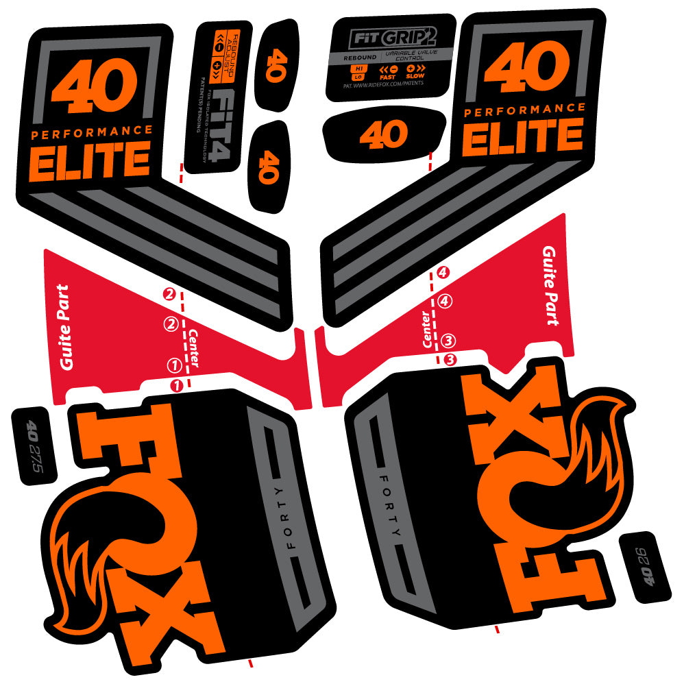 Aufkleber Fox 40 Elite 2019, Fahrradgabel, Sticker Vinyl