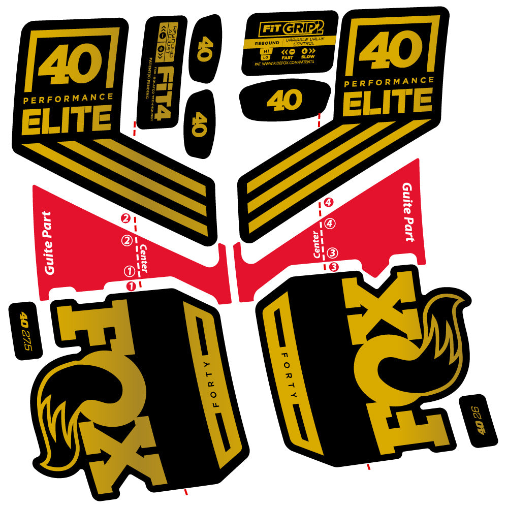 Aufkleber Fox 40 Elite 2019, Fahrradgabel, Sticker Vinyl