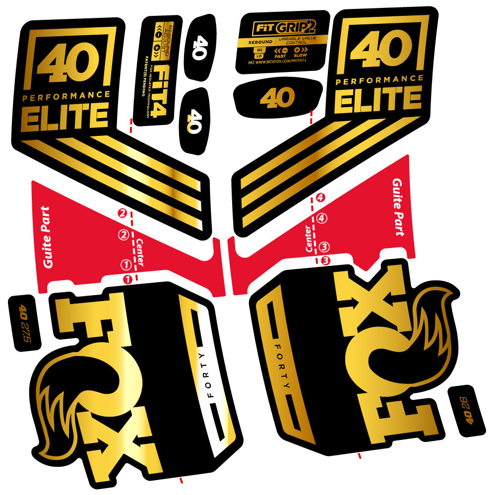 Aufkleber Fox 40 Elite 2019, Fahrradgabel, Sticker Vinyl