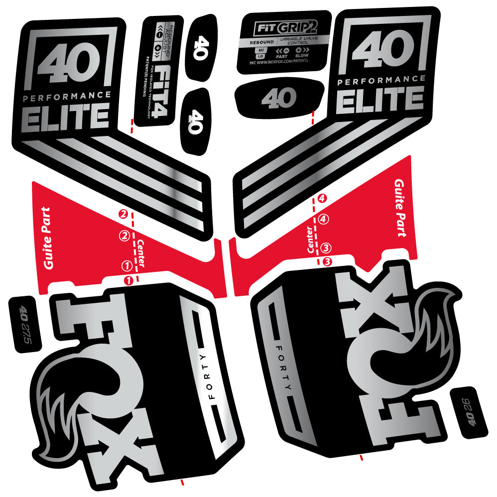 Aufkleber Fox 40 Elite 2019, Fahrradgabel, Sticker Vinyl