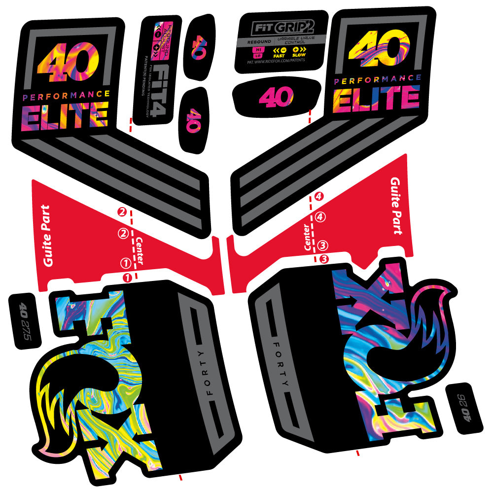 Aufkleber Fox 40 Elite 2019, Fahrradgabel, Sticker Vinyl