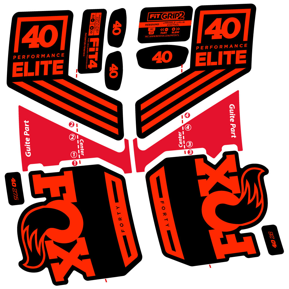 Aufkleber Fox 40 Elite 2019, Fahrradgabel, Sticker Vinyl