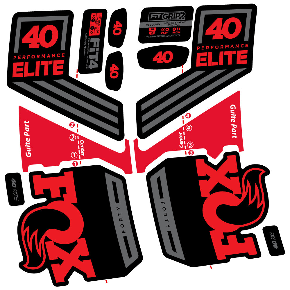 Aufkleber Fox 40 Elite 2019, Fahrradgabel, Sticker Vinyl