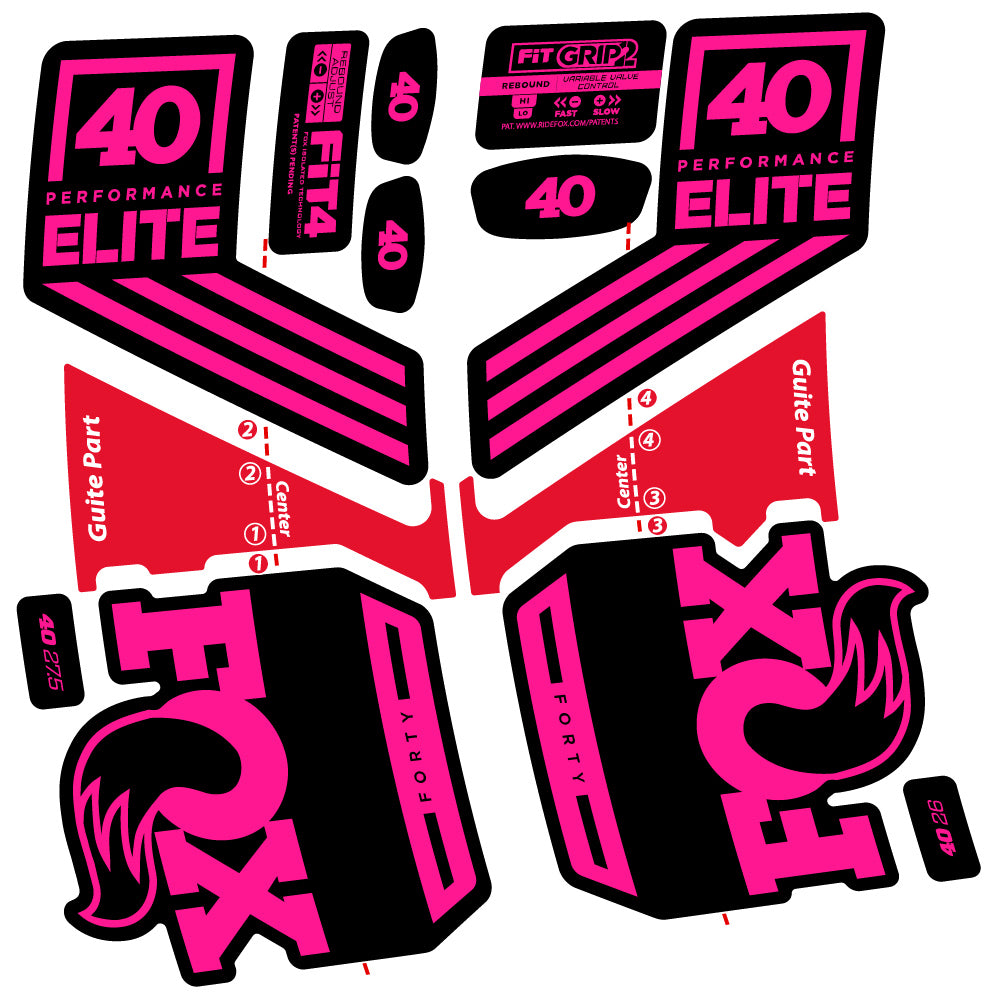 Aufkleber Fox 40 Elite 2019, Fahrradgabel, Sticker Vinyl
