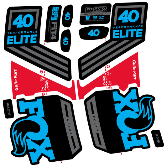 Aufkleber Fox 40 Elite 2019, Fahrradgabel, Sticker Vinyl
