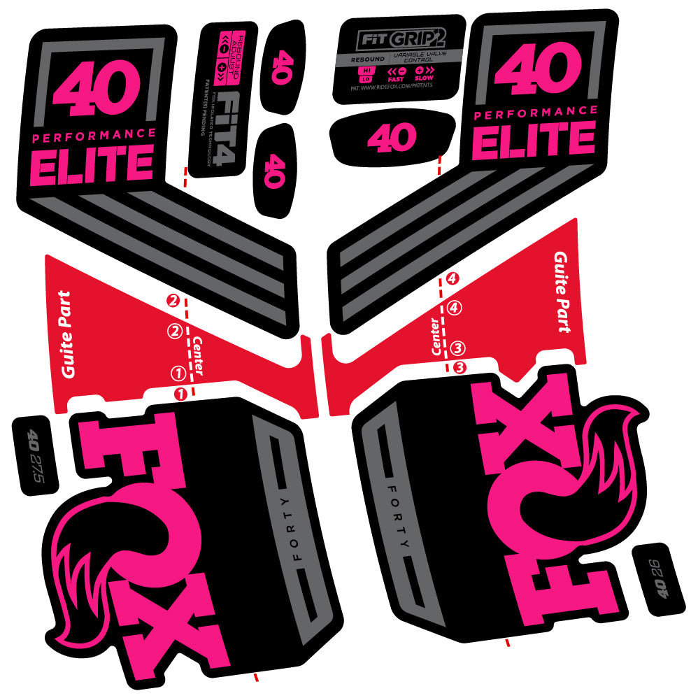 Aufkleber Fox 40 Elite 2019, Fahrradgabel, Sticker Vinyl