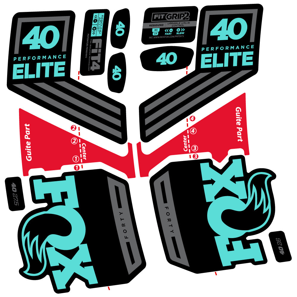 Aufkleber Fox 40 Elite 2019, Fahrradgabel, Sticker Vinyl