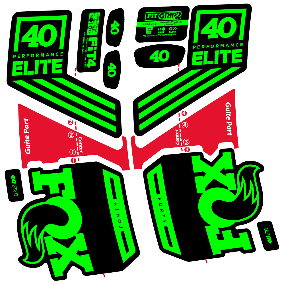 Aufkleber Fox 40 Elite 2019, Fahrradgabel, Sticker Vinyl