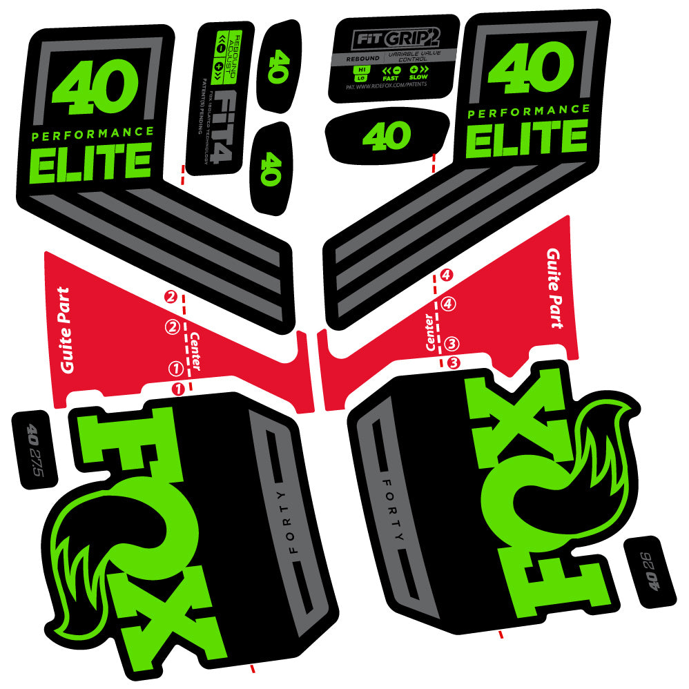 Aufkleber Fox 40 Elite 2019, Fahrradgabel, Sticker Vinyl