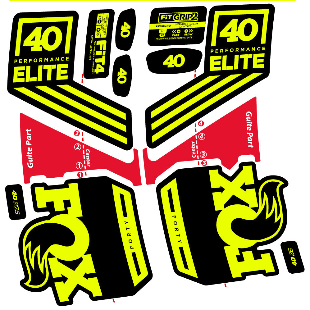 Aufkleber Fox 40 Elite 2019, Fahrradgabel, Sticker Vinyl