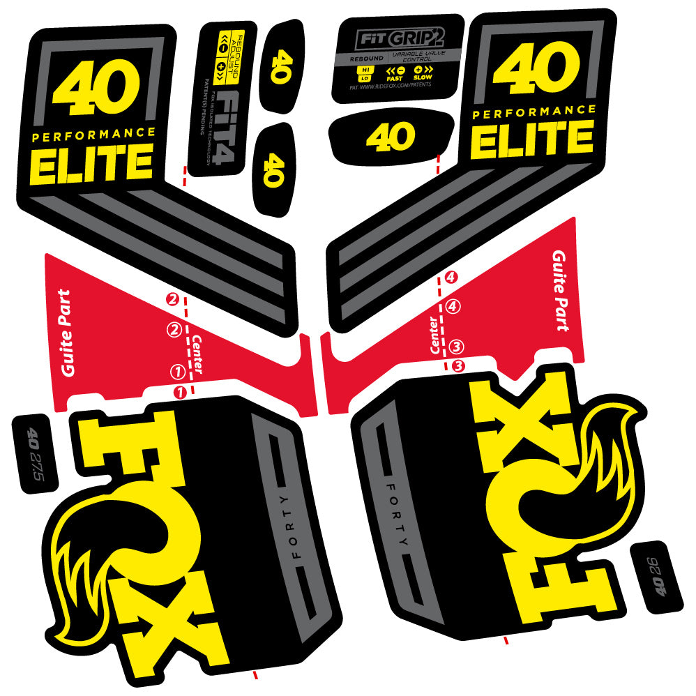 Aufkleber Fox 40 Elite 2019, Fahrradgabel, Sticker Vinyl