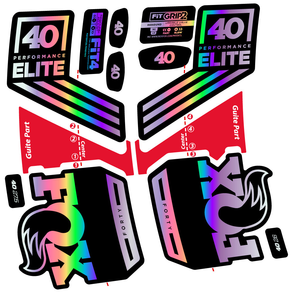 Aufkleber Fox 40 Elite 2019, Fahrradgabel, Sticker Vinyl