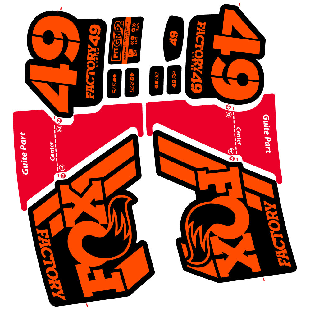 Aufkleber Fox 49 Factory 2019, Fahrradgabel, Sticker Vinyl