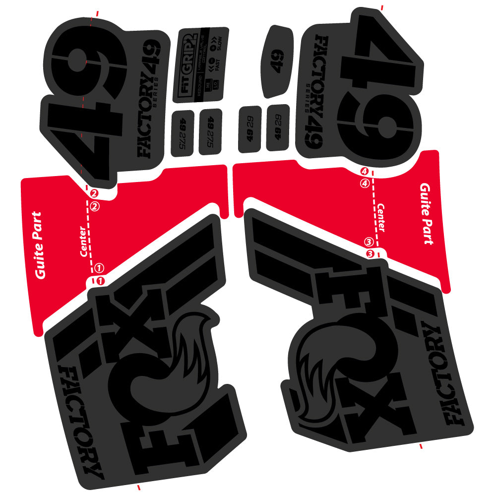 Aufkleber Fox 49 Factory 2019, Fahrradgabel, Sticker Vinyl